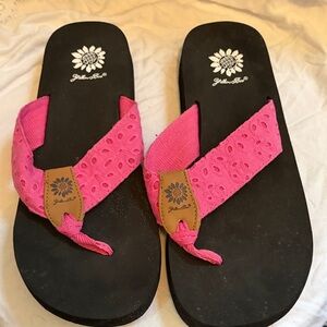 Yellow Box Pink and Black Sandals